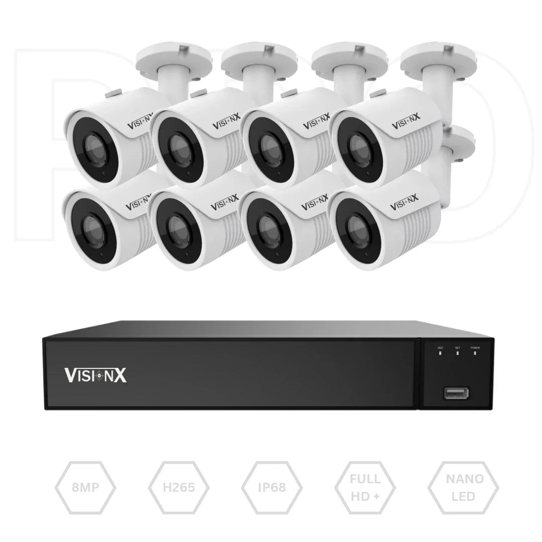 Kit de Cámaras VISIONX PRO SERIES 8MP LITE | 8CH | IP68 | DIY | BitVision