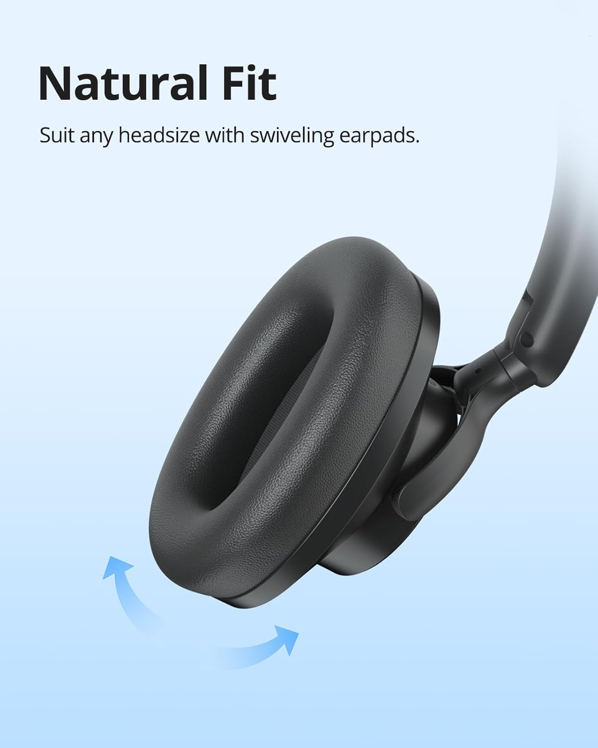 Tronsmart Sounfii Q20 Auriculares con cancelación activa de ruido, auriculares inalámbricos sobre la oreja, tiempo de reproducción de 60 horas, sonido rico y detallado, ecualizador personalizado,