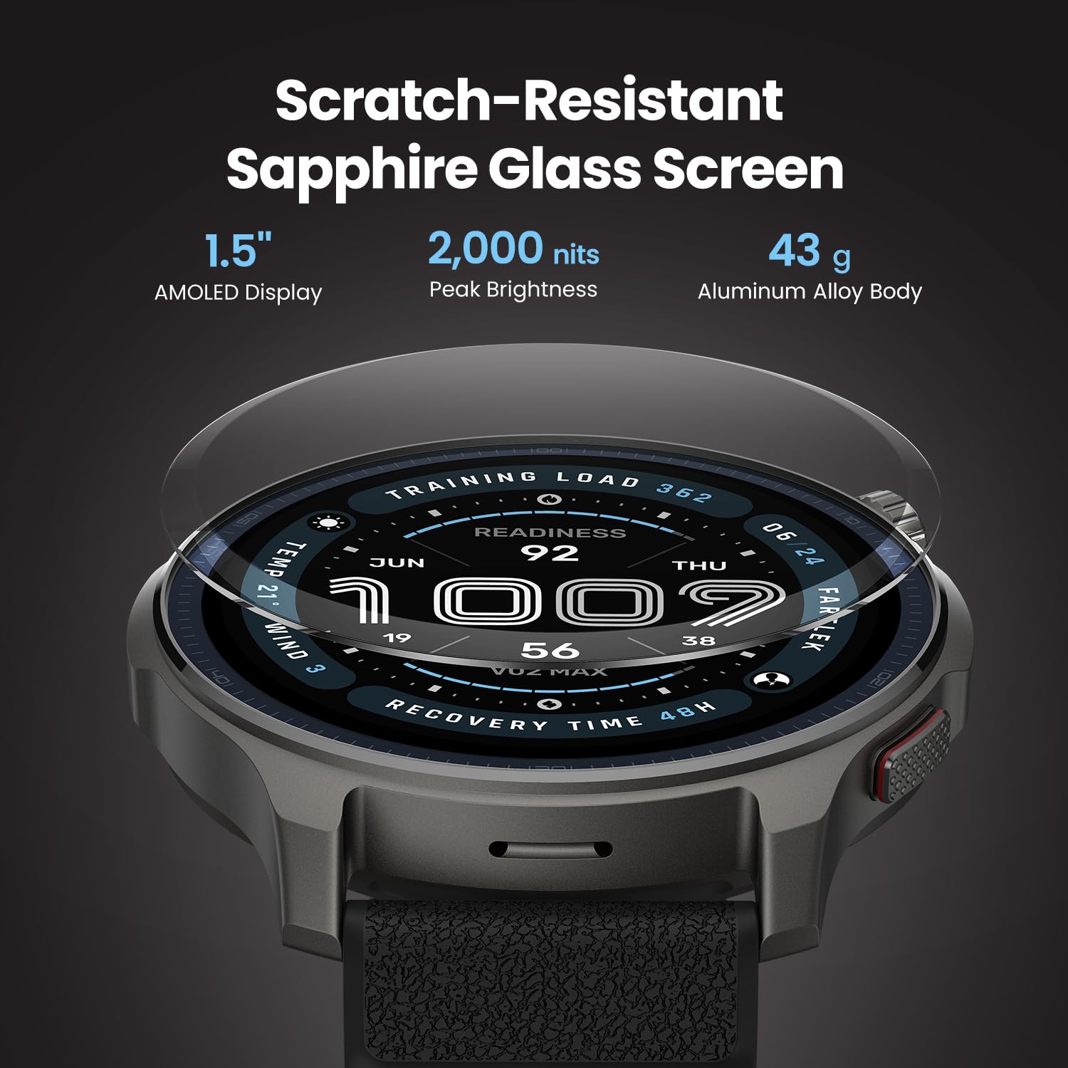 Amazfit Balance 2 Reloj Inteligente Premium con Pantalla de Zafiro