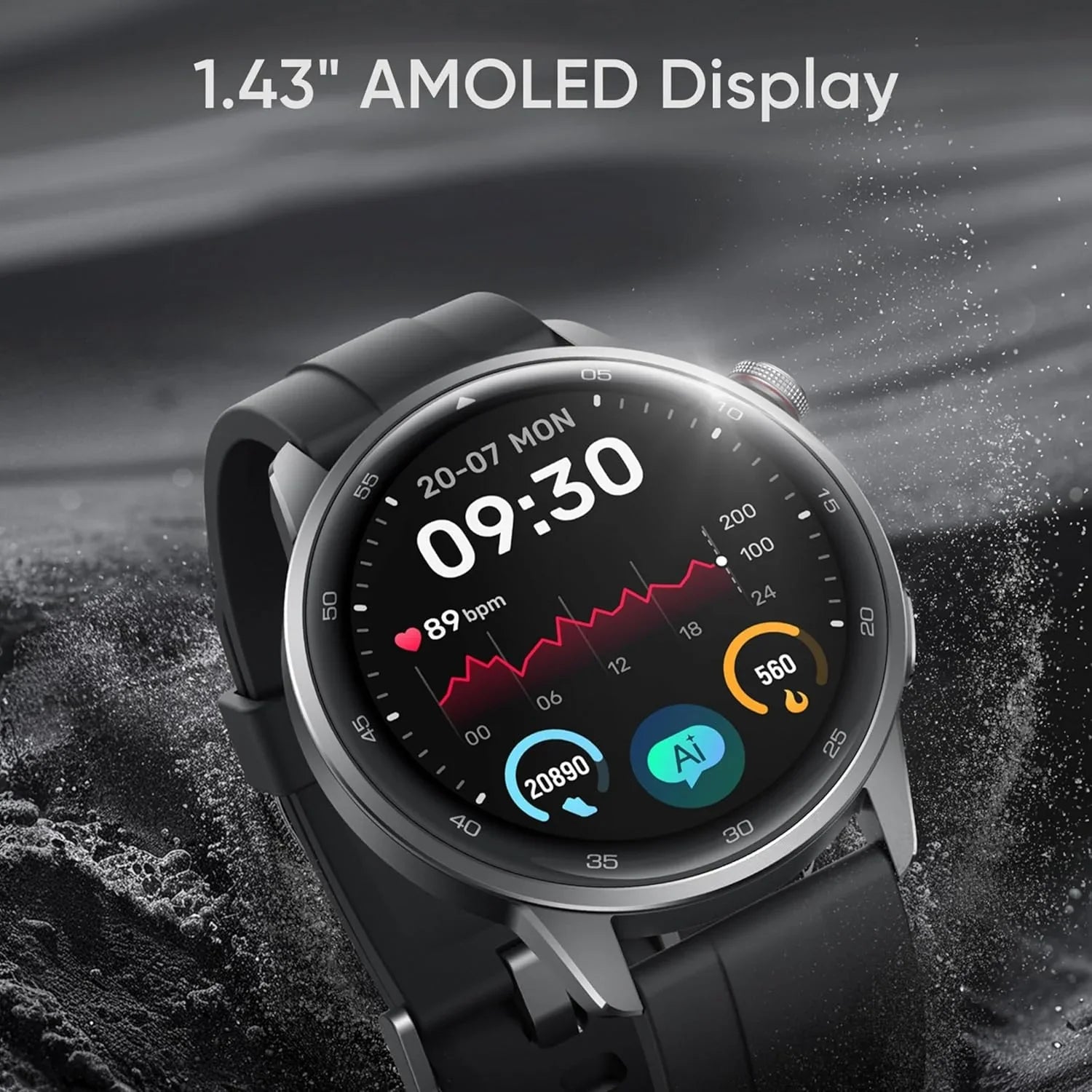 realme Watch S2, 1.43" AMOLED Display, IP68 Dust & Water Resistance, Customisable Watch Faces, AI Customised Health Tracking, Super AI Engine & Upto 20 Days Battery Smartwatch - (Black Band/Black)