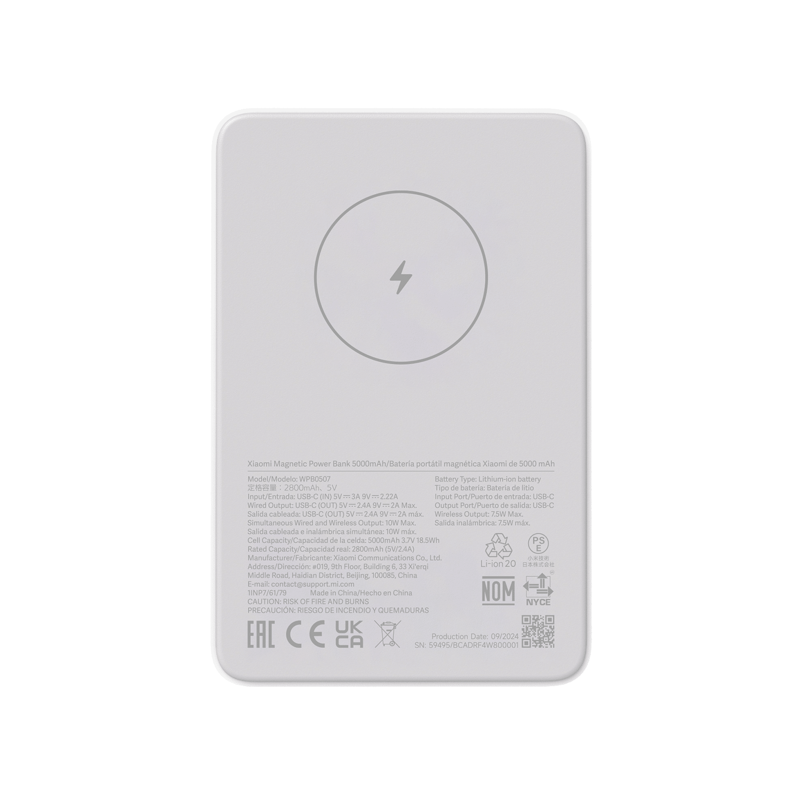 Cargador Magnético Inalámbrico Xiaomi 5000mAh para iPhone, Power Bank Compacto y Rápido