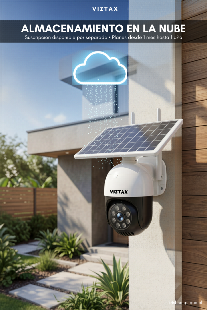 Viztax VZ-SOL Cámara Solar Exterior Dual Lens 8MP PTZ 360° IP67 IA