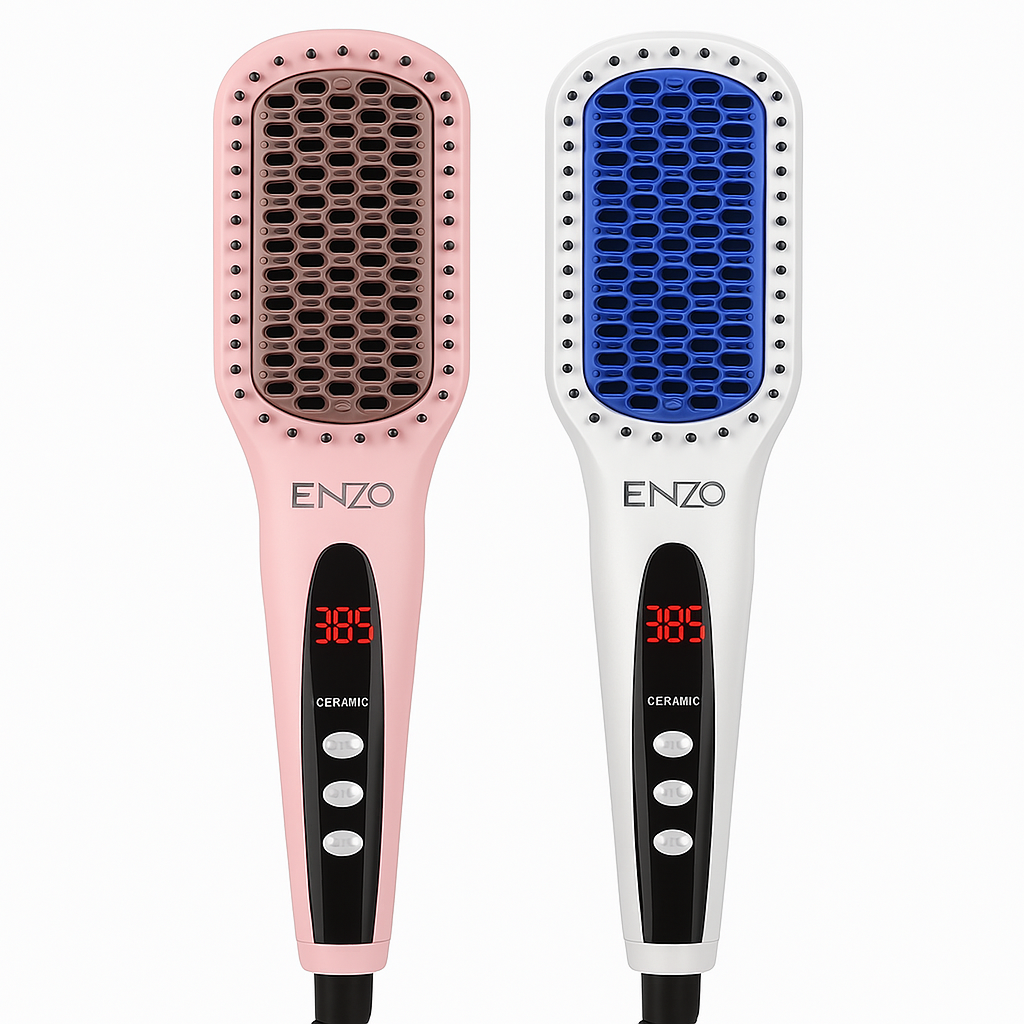 ENZO EN-4101G – Cepillo Alisador Cerámico con Protección Anti-Quemaduras