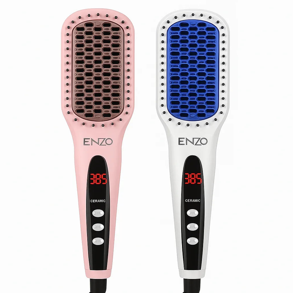 ENZO EN-4101G – Cepillo Alisador Cerámico con Protección Anti-Quemaduras