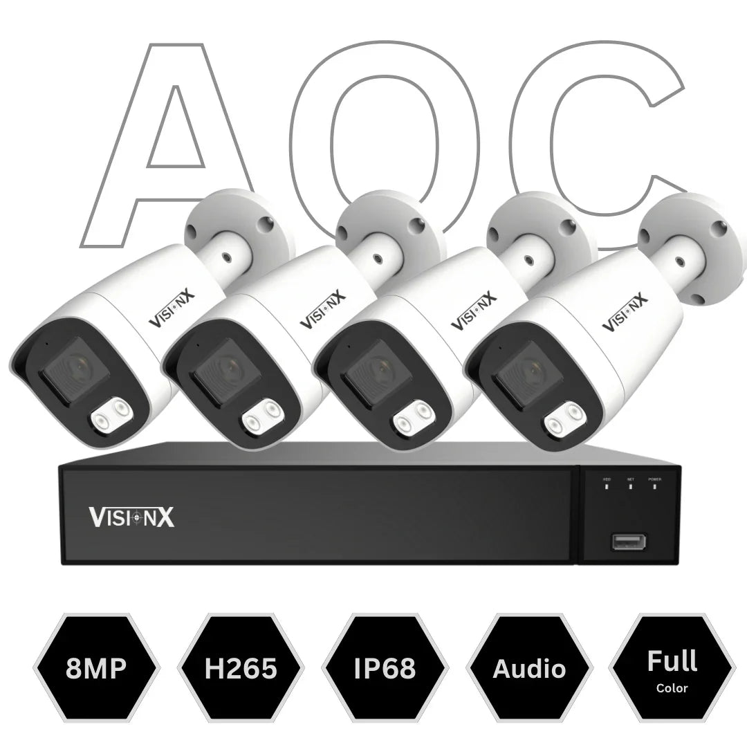Kit Cámaras VisionX 8MP 4K Audio Color 24/7 IP68 Seguridad Extrema