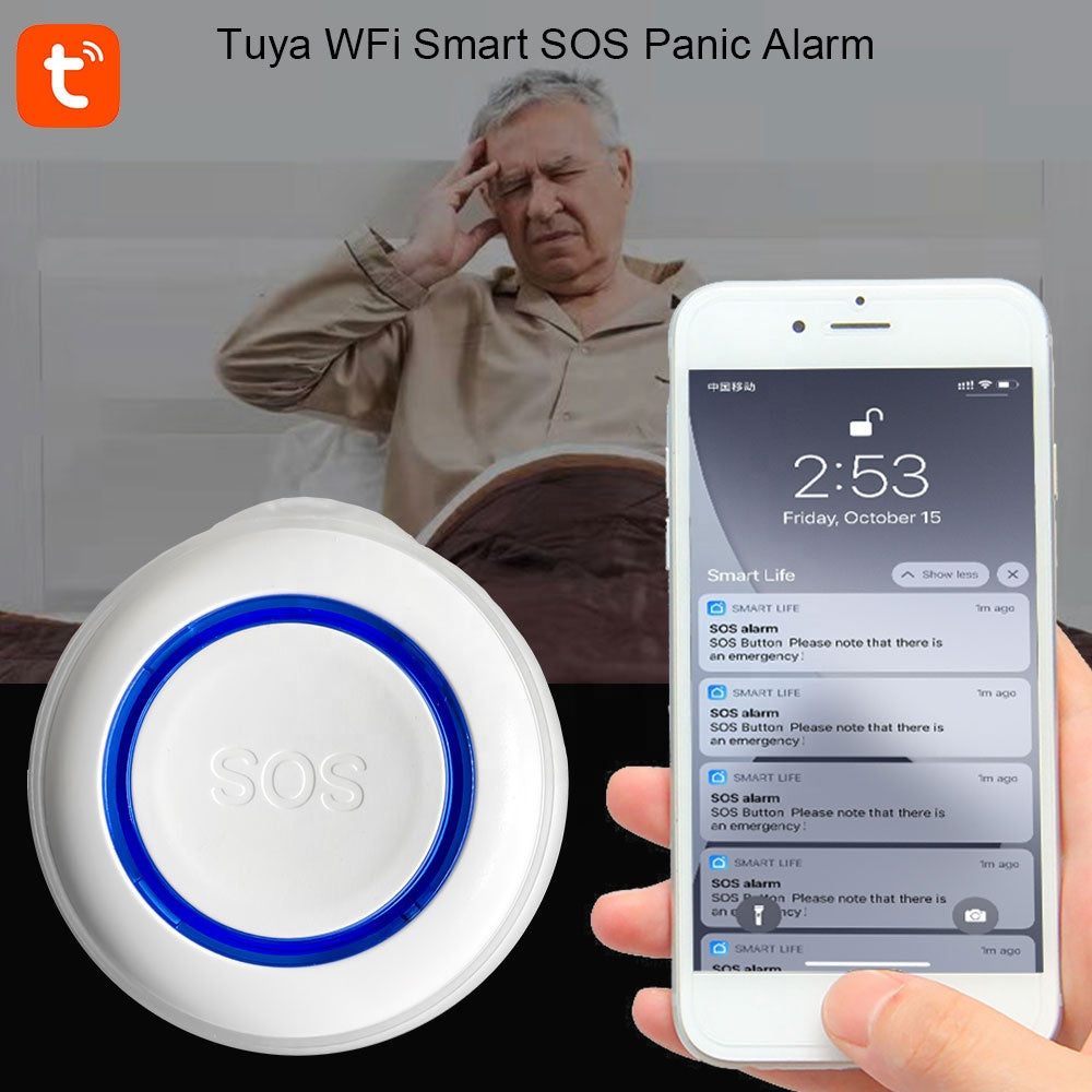 Botón de Pánico SOS de Emergencia WiFi RF433MHz con Control de App Tuya Smart - VX571