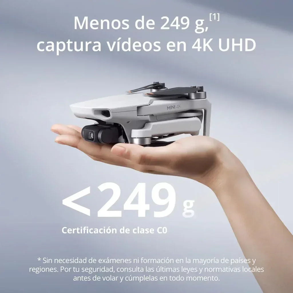 DJI Mini 4K Dron Ultraligero 249g Cámara 4K Gimbal 3 Ejes 31 Min 10km