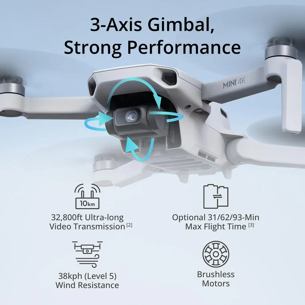 DJI Mini 4K Dron Ultraligero 249g Cámara 4K Gimbal 3 Ejes 31 Min 10km