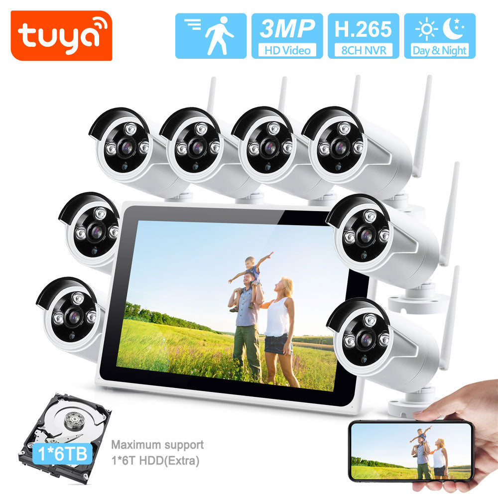 KIT Smart con 8 Camaras Inalambricas y Monitor /3MP