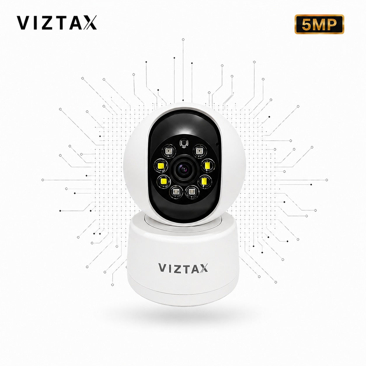 Viztax VZ-INT Cámara PTZ WiFi Interior 5MP Rastreo Humano IA Visión Nocturna Dual