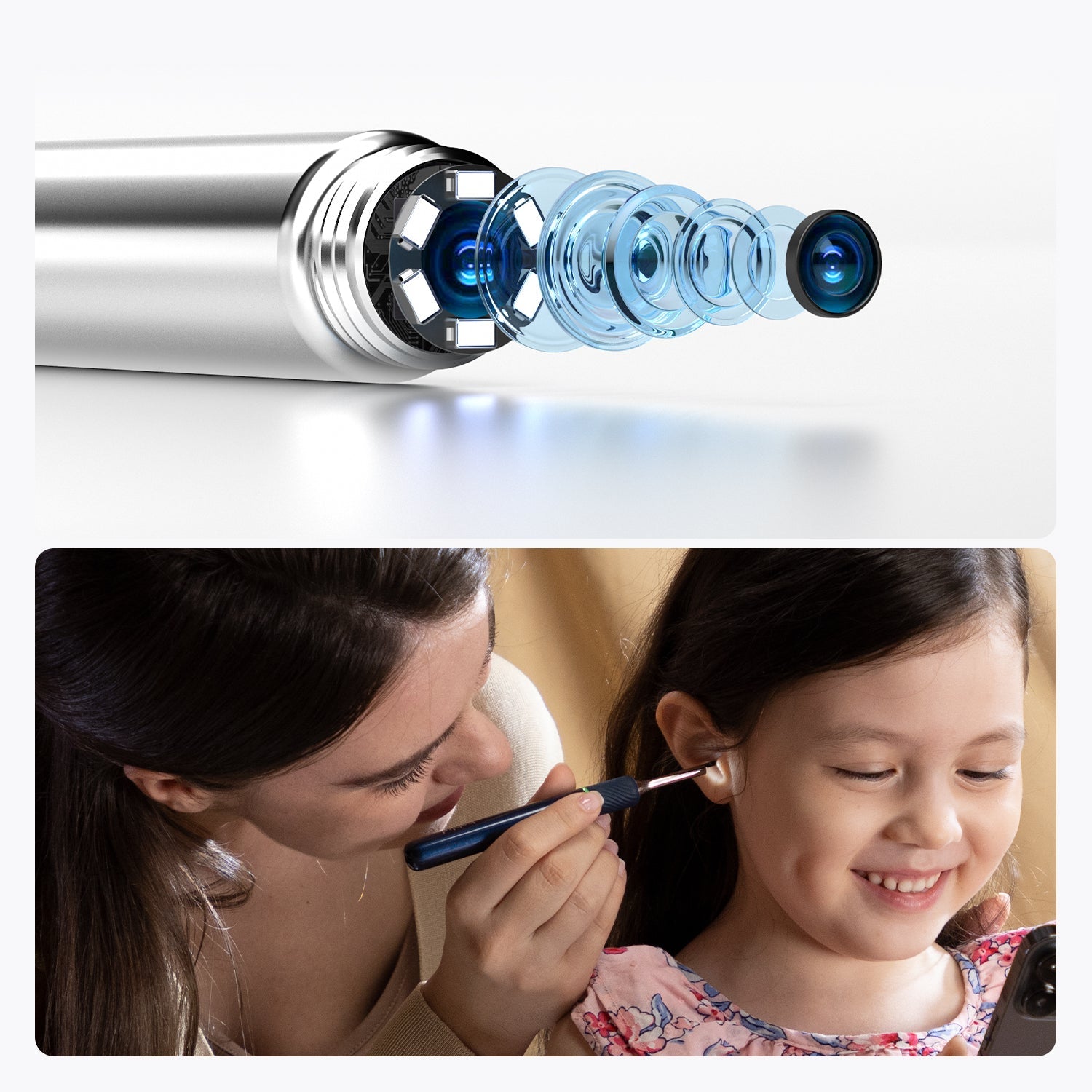 BeBird N5 Pro - Otoscopio Inteligente WiFi con Pinza Vista Trasera - Mall ZOFRI Iquique