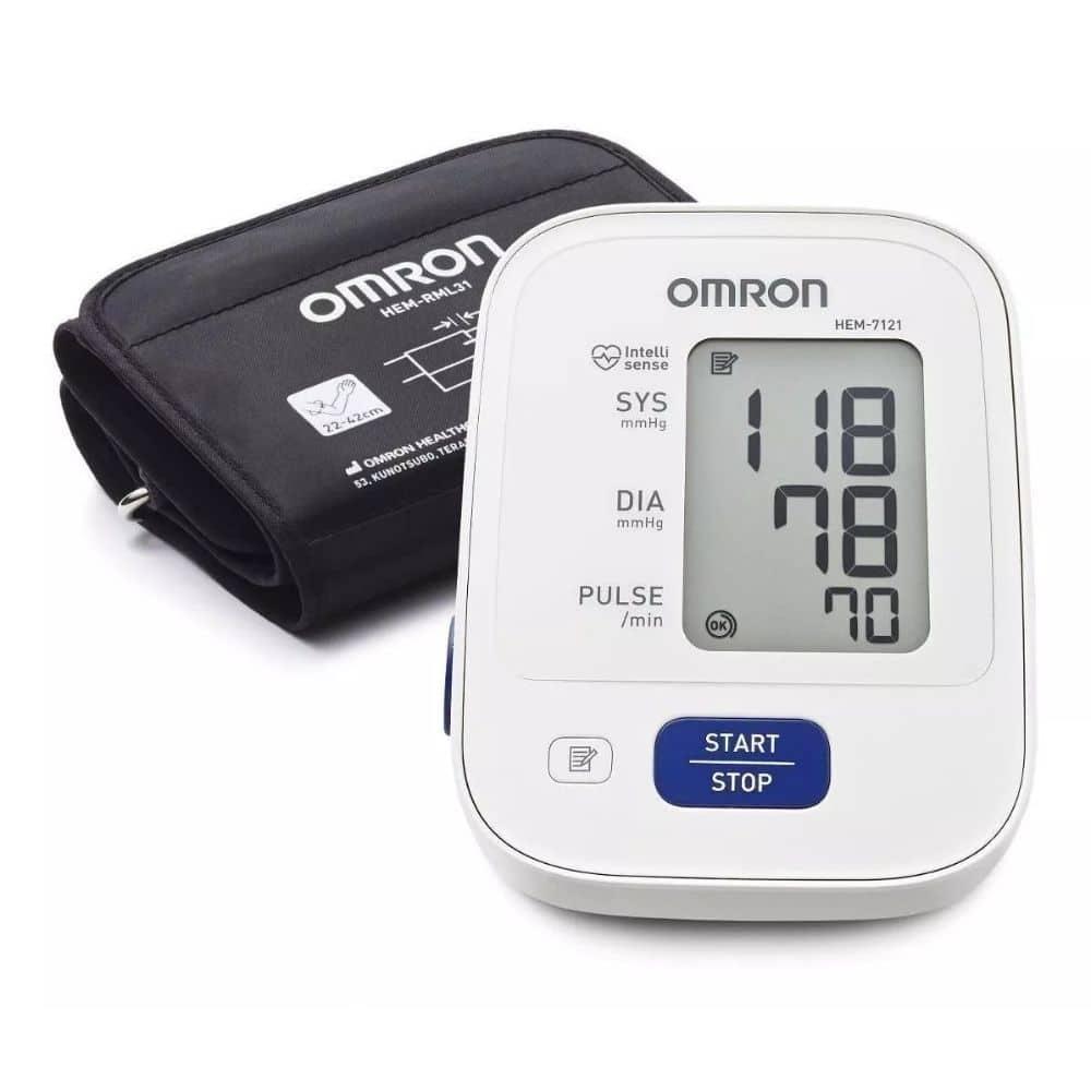 Omron HEM-7121J - Tensiómetro de Brazo Intellisense con Detección de Arritmia Vista Lateral - Mall ZOFRI Iquique
