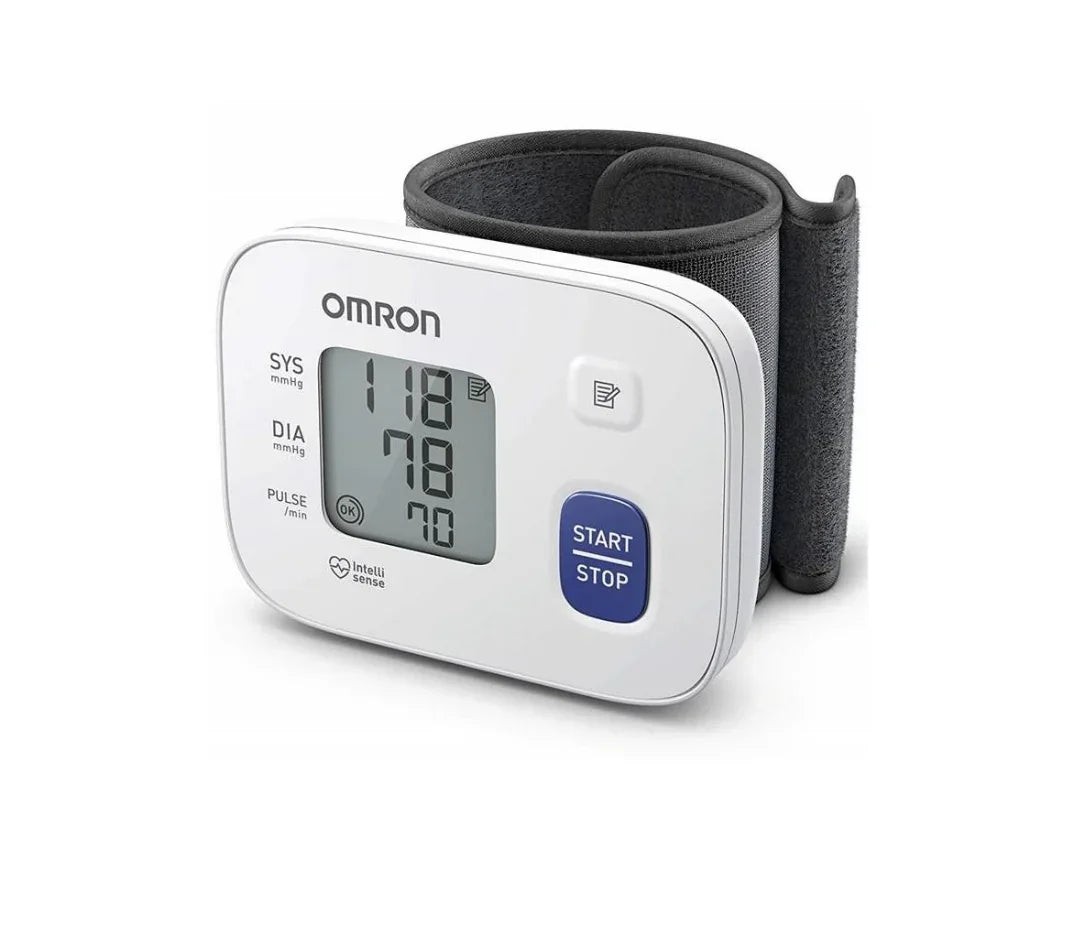 Omron RS2 HEM-6161 - Tensiómetro de Muñeca Intellisense con Detección de Arritmia Vista Frontal - Krishna Iquique ZOFRI