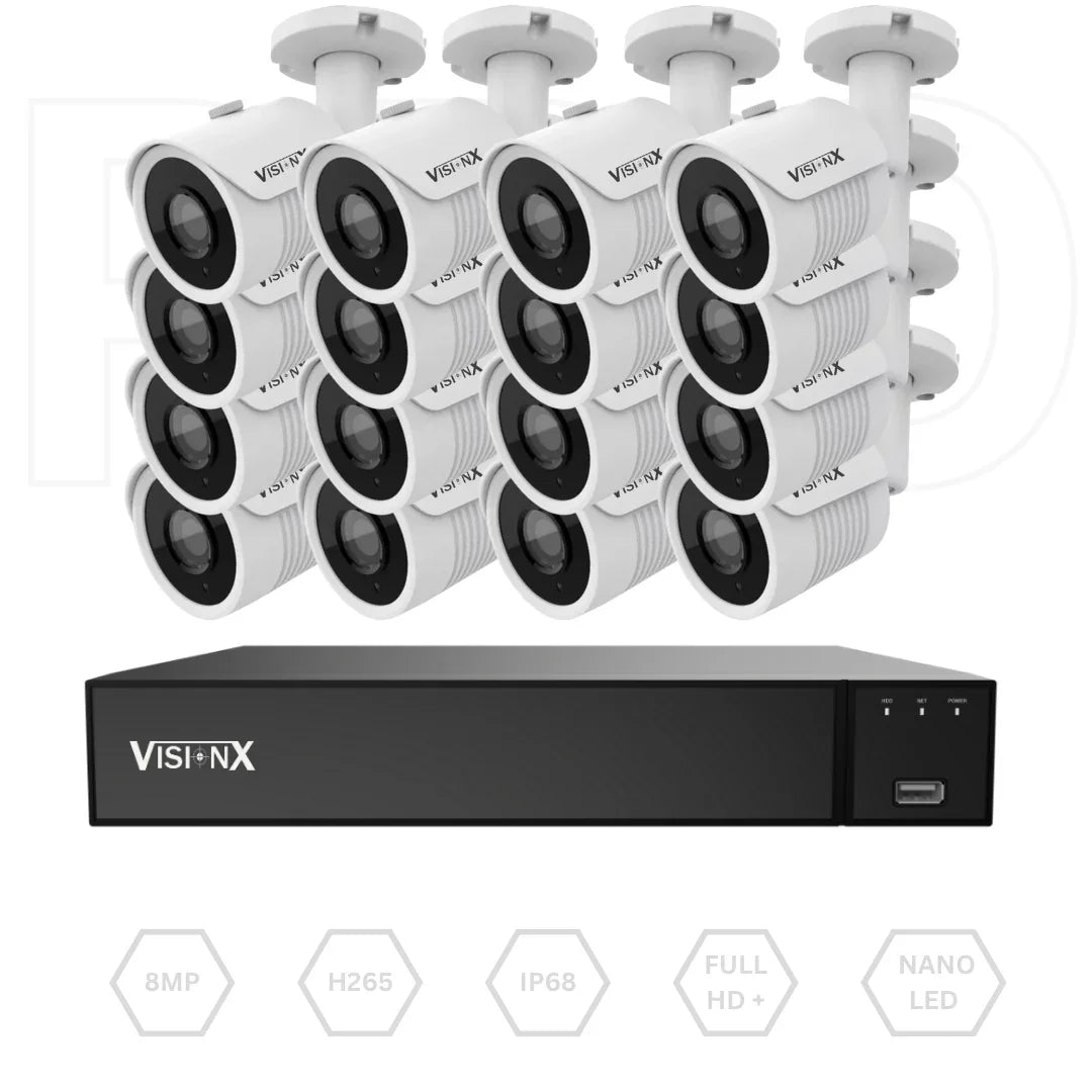 VisionX PRO SERIES 16CH 8MP Lite Kit Vigilancia DVR BitVision IP68 - Krishna Iquique ZOFRI