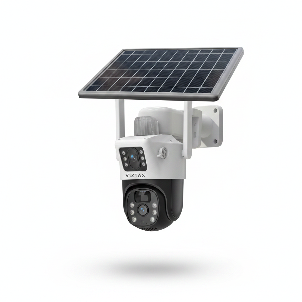 Viztax VZ-SOL DL · Cámara Solar WiFi Exterior 12MP Dual Lente Vista Frontal - Krishna Iquique ZOFRI