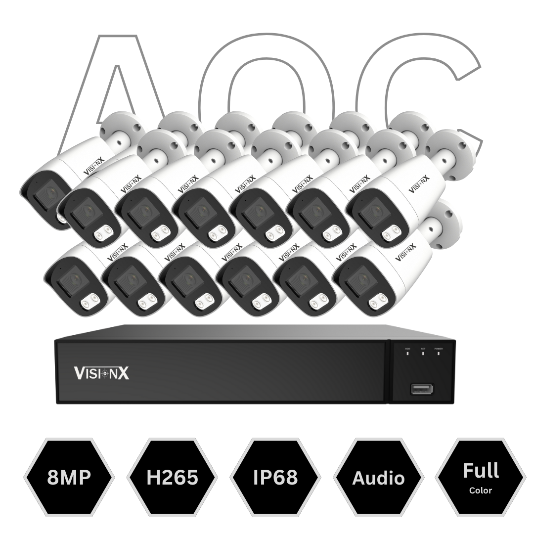 Kit de Cámaras VIZTAX VX-8M-FCA (16CH | Pro Series Xtreme | AOC | IP68)