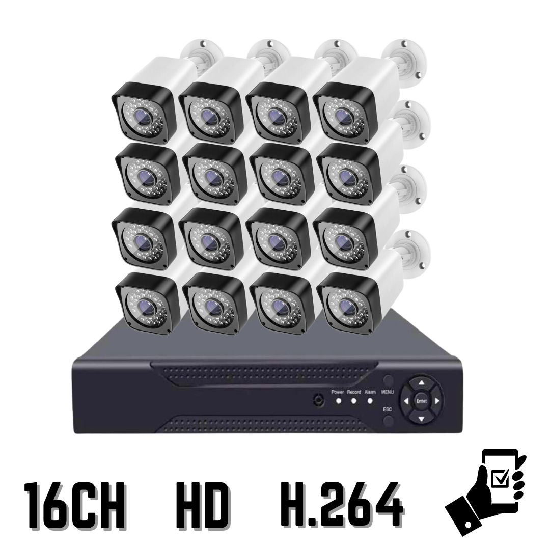 Kit DVR con 16 Cámaras de Seguridad - Económico