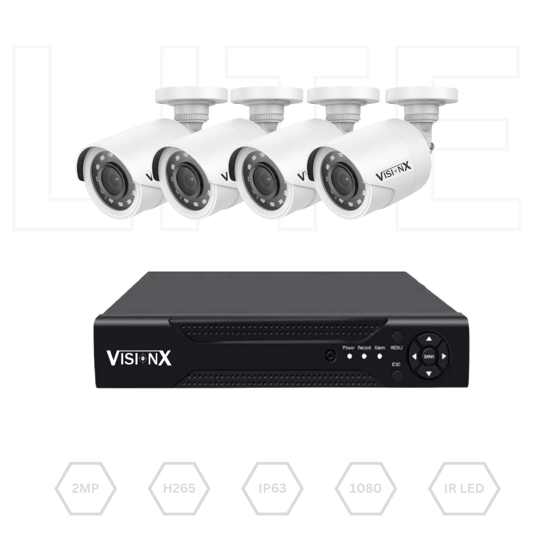 Sistema Vigilancia Perimetral 4CH - VisionX Eco Series