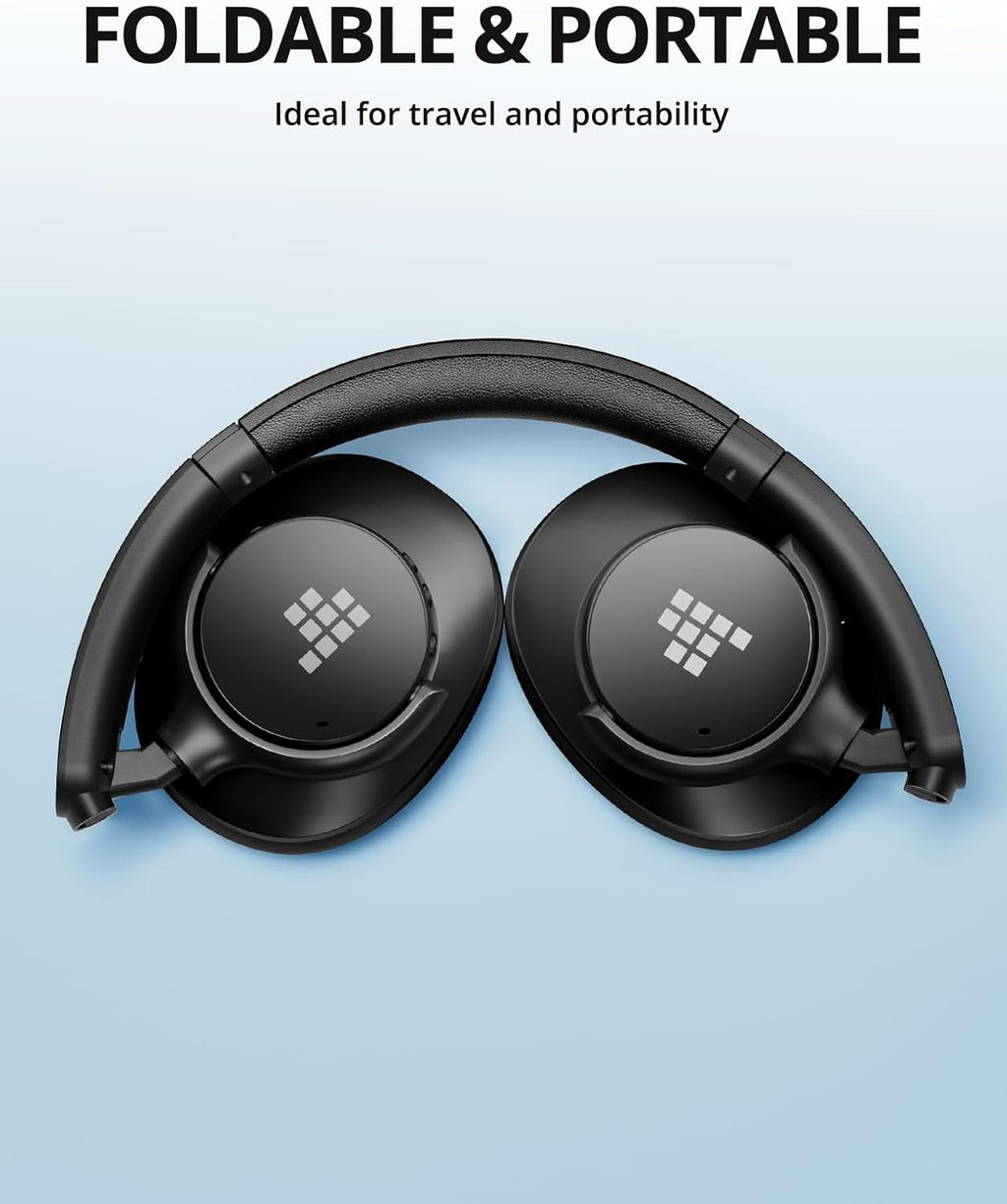 Tronsmart Sounfii Q20 Auriculares con cancelación activa de ruido, auriculares inalámbricos sobre la oreja, tiempo de reproducción de 60 horas, sonido rico y detallado, ecualizador personalizado,