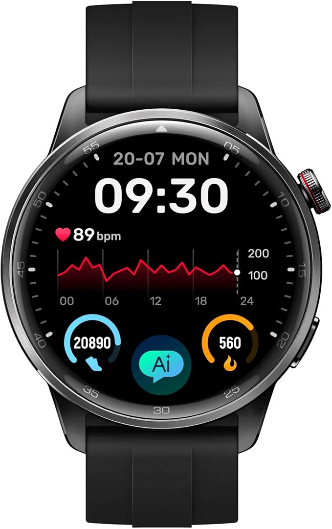 realme Watch S2, 1.43" AMOLED Display, IP68 Dust & Water Resistance, Customisable Watch Faces, AI Customised Health Tracking, Super AI Engine & Upto 20 Days Battery Smartwatch - (Black Band/Black)