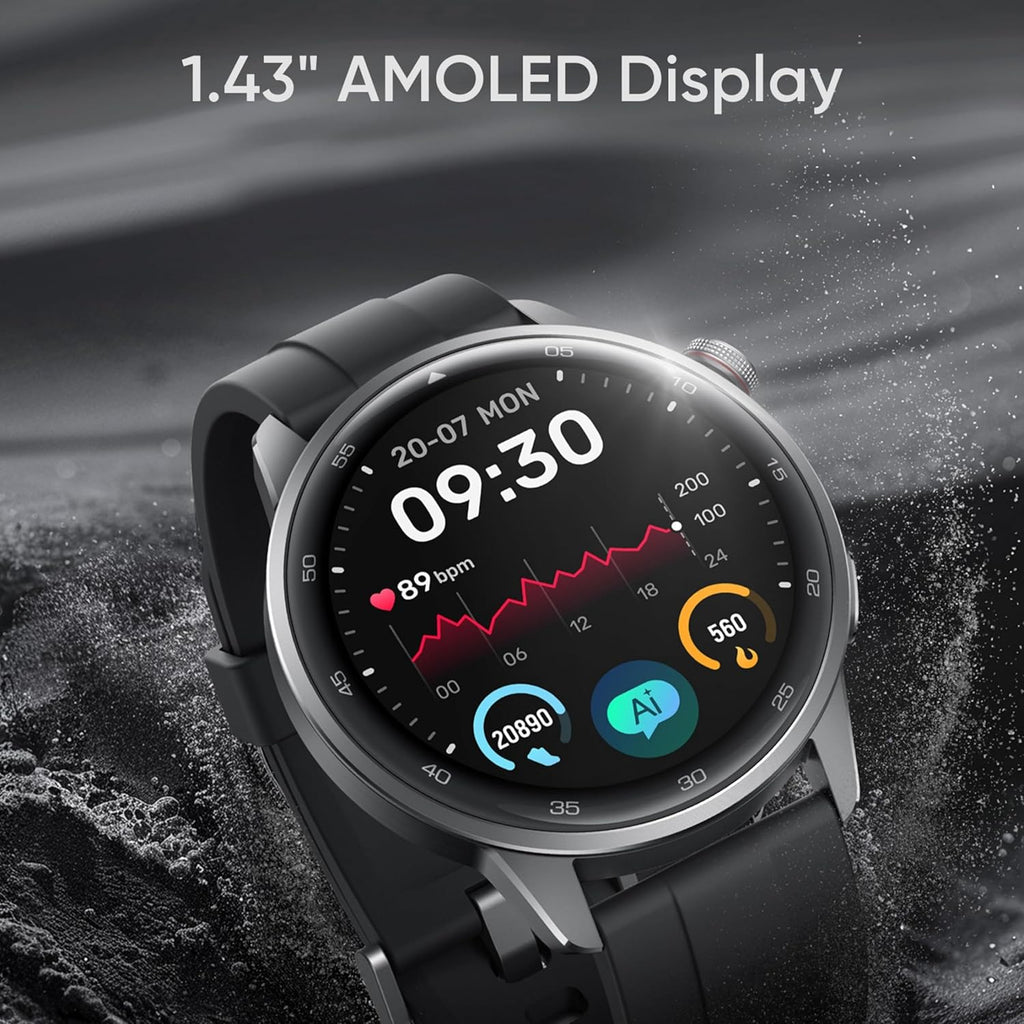 realme Watch S2, 1.43" AMOLED Display, IP68 Dust & Water Resistance, Customisable Watch Faces, AI Customised Health Tracking, Super AI Engine & Upto 20 Days Battery Smartwatch - (Black Band/Black)