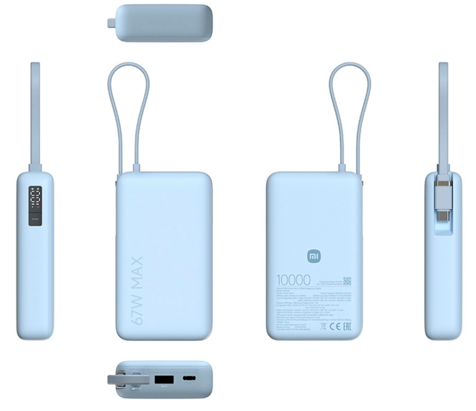 Xiaomi Power Bank 10000mAh 67W con Cable Integrado y Pantalla
