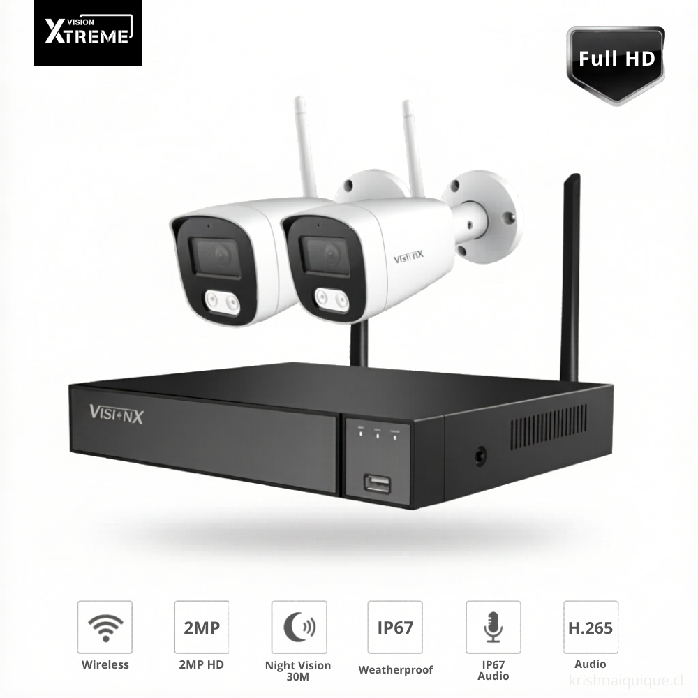 VisionX VX-2C8 — Kit Seguridad WiFi Full HD | 2 Cámaras 2MP + NVR 8CH