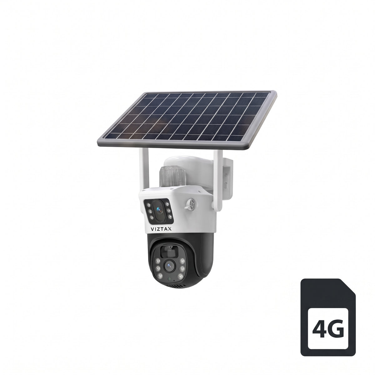 Viztax VZ-SOL 4G DL - Cámara Solar 4G Doble Lente 12MP 360°