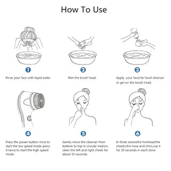 Cepillo de limpieza facial con oscilación y rotación, limpiador eléctrico de giro profundo
