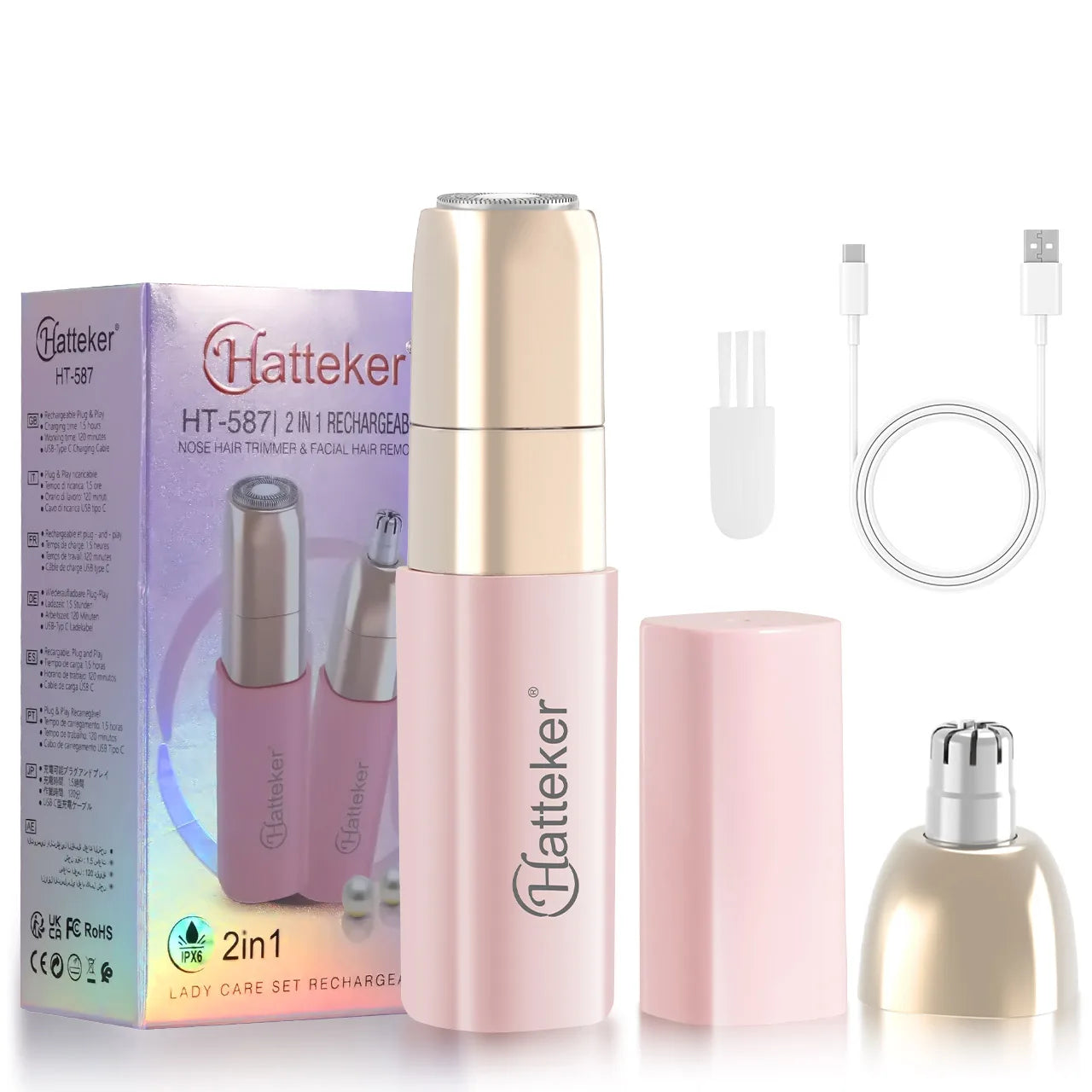 Afeitadora Eléctrica Mini Compacta Hatteker HT-587 2 en 1