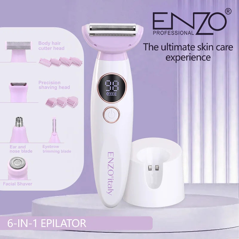 Epilador Eléctrico 6 en 1 ENZO para Cara y Bikini