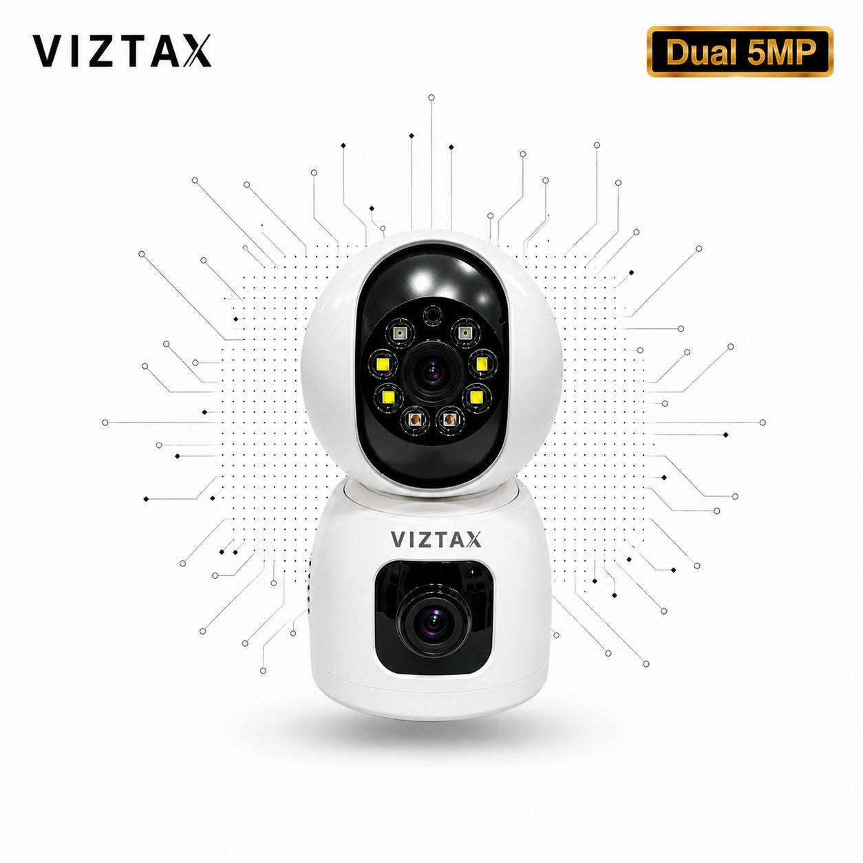 Viztax VZ-INT DL Cámara Dual Lens WiFi Interior 5MP Lente Fija + PTZ 360° IA