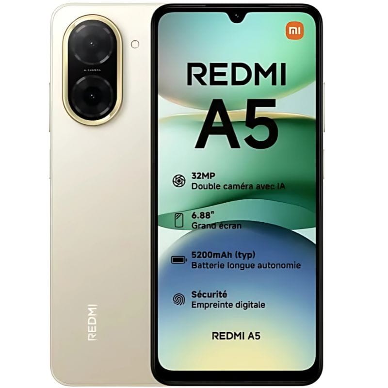 Xiaomi Redmi A5 Smartphone 6.88" HD+, 128GB, Batería 5200mAh, Dorado