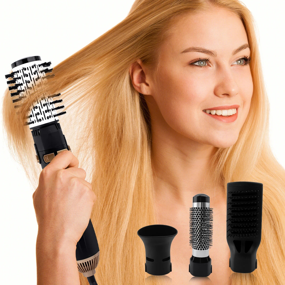 Cepillo Secador de Pelo Hatteker HT-301 - Alta Potencia - 3 Velocidades - Diseño Multifuncional Vista Completa - Krishna Iquique