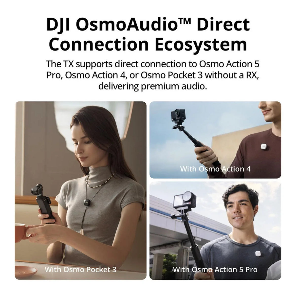 DJI Mic Mini x2 Micrófono Lavalier Inalámbrico 11.5h Cancelación Ruido 400m Vista Completa - Krishna Iquique