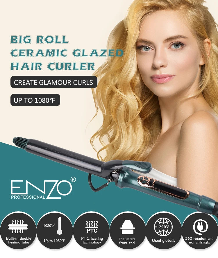 ENZO EN-9101 Rizador Ceramica Voltaje Universal Vista Frontal - Krishna Iquique ZOFRI