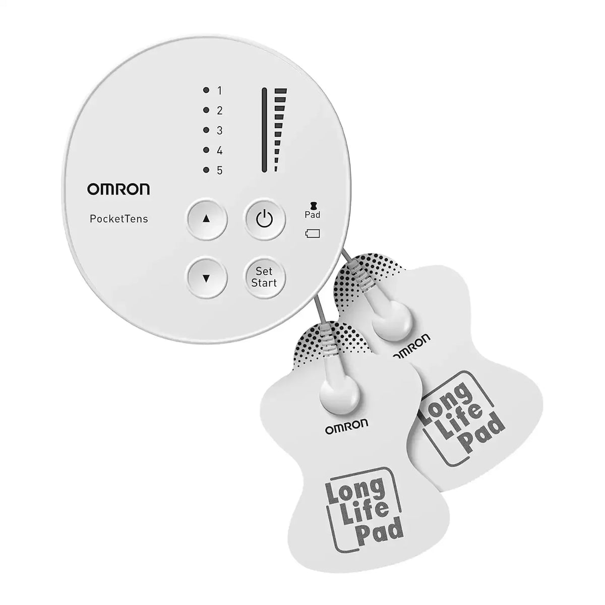 Omron HV-F013 Long Life Electroestimulador TENS 10 Niveles Electrodos 150 Usos Vista Frontal - Krishna Iquique ZOFRI