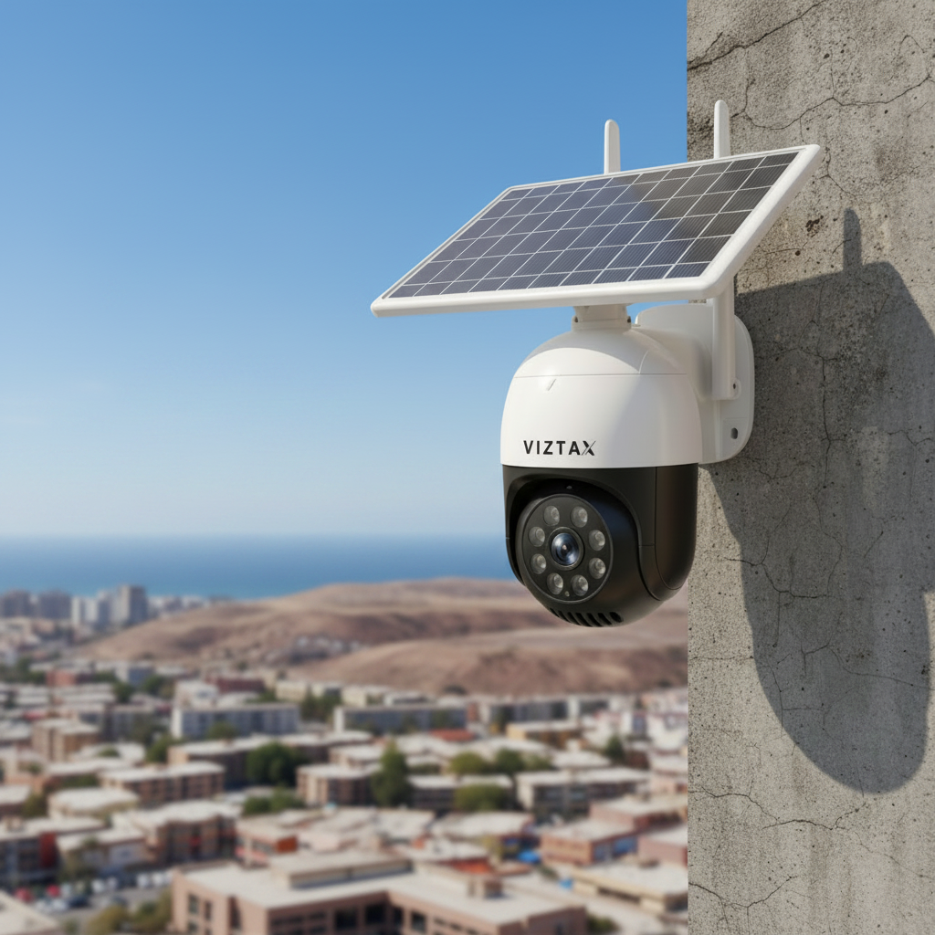 Viztax VZ-SOL Cámara Solar WiFi Exterior 4K 8MP PTZ 360° Visión Nocturna Dual IP67