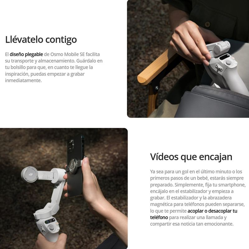Estabilizador de Móvil DJI Osmo SE Plegable Magnético 3 Ejes Edición Rápida